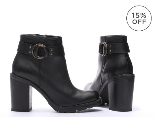 Womens Fashion Black Boot with side buckle design with 15% OFF Crevo womens Fashion Boot Kathryn and high heel outsole construction